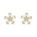 Sterling Silver 925 Earring Gold Plated Embedded With White CZ