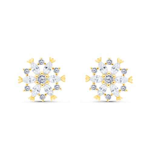[EAR02WCZ00000B714] Sterling Silver 925 Earring Gold Plated Embedded With White CZ