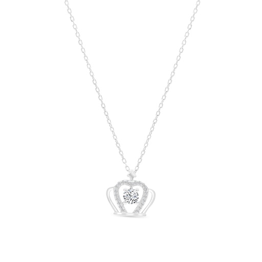 [NCL01WCZ00000A654] Sterling Silver 925 Necklace Rhodium Plated Embedded With White CZ