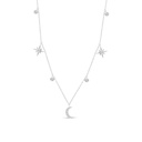 Sterling Silver 925 Necklace Rhodium Plated Embedded With White CZ