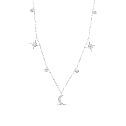 [NCL01WCZ00000A663] Sterling Silver 925 Necklace Rhodium Plated Embedded With White CZ