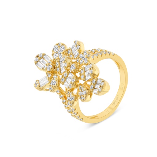 Sterling Silver 925 Ring Gold Plated Embedded With White CZ