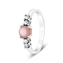 Sterling Silver 925 Ring Embedded With Natural Pink Shell And Marcasite Stones