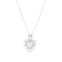 Sterling Silver 925 Necklace Rhodium Plated Embedded With Yellow Zircon And White CZ