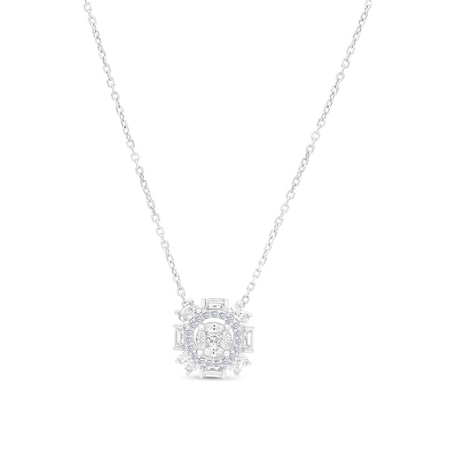 [NCL01WCZ00000A773] Sterling Silver 925 Necklace Rhodium Plated Embedded With White CZ