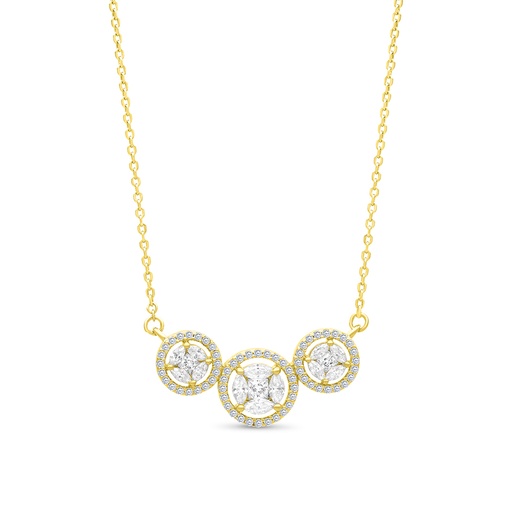 [NCL02WCZ00000A773] Sterling Silver 925 Necklace Gold Plated Embedded With White CZ