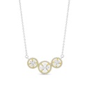 Sterling Silver 925 Necklace Rhodium And Gold Plated Embedded With White CZ