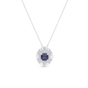 Sterling Silver 925 Necklace Rhodium Plated Embedded With Sapphire Corundum And White CZ