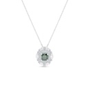 Sterling Silver 925 Necklace Rhodium Plated Embedded With Emerald Zircon And White CZ