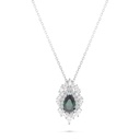 Sterling Silver 925 Necklace Rhodium Plated Embedded With Emerald Zircon And White CZ