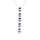 Sterling Silver 925 Necklace Rhodium Plated Embedded With Sapphire Corundum And White CZ