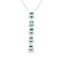 Sterling Silver 925 Necklace Rhodium Plated Embedded With Emerald Zircon And White CZ