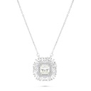 Sterling Silver 925 Necklace Rhodium Plated Embedded With Yellow Zircon And White CZ