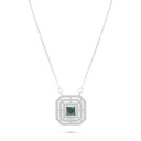 Sterling Silver 925 Necklace Rhodium Plated Embedded With Emerald Zircon And White CZ