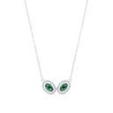 Sterling Silver 925 Necklace Rhodium Plated Embedded With Emerald Zircon And White CZ