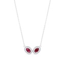 Sterling Silver 925 Necklace Rhodium Plated Embedded With Ruby Corundum And White CZ