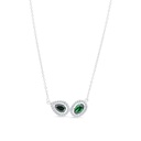 Sterling Silver 925 Necklace Rhodium Plated Embedded With Emerald Zircon And White CZ