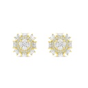 Sterling Silver 925 Earring Rhodium And Gold Plated Embedded With White CZ