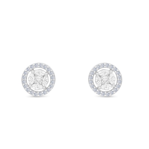 [EAR01WCZ00000B761] Sterling Silver 925 Earring Rhodium Plated Embedded With White CZ