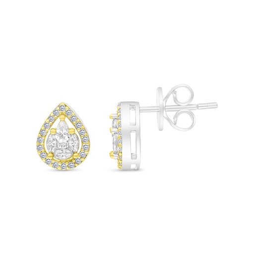 [EAR28WCZ00000B763] Sterling Silver 925 Earring Rhodium And Gold Plated Embedded With White CZ
