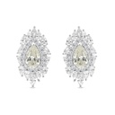 Sterling Silver 925 Earring Rhodium Plated Embedded With Yellow Zircon And White CZ