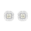 Sterling Silver 925 Earring Rhodium Plated Embedded With Yellow Zircon And White CZ