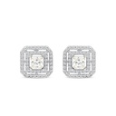 Sterling Silver 925 Earring Rhodium Plated Embedded With Yellow Zircon And White CZ