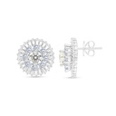 Sterling Silver 925 Earring Rhodium Plated Embedded With Yellow Zircon And White CZ