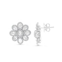 Sterling Silver 925 Earring Rhodium Plated Embedded With Yellow Zircon And White CZ