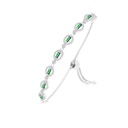 Sterling Silver 925 Bracelet Rhodium Plated Embedded With Emerald Zircon And White CZ