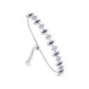 Sterling Silver 925 Bracelet Rhodium Plated Embedded With Sapphire Corundum And White CZ