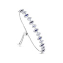 Sterling Silver 925 Bracelet Rhodium Plated Embedded With Sapphire Corundum And White CZ