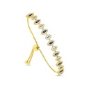 Sterling Silver 925 Bracelet Gold Plated Embedded With Sapphire Corundum And White CZ