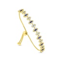 Sterling Silver 925 Bracelet Gold Plated Embedded With Sapphire Corundum And White CZ