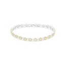 Sterling Silver 925 Bracelet Rhodium And Gold Plated Embedded With White CZ