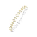 Sterling Silver 925 Bracelet Rhodium And Gold Plated Embedded With White CZ