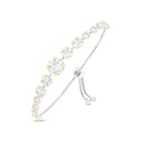 Sterling Silver 925 Bracelet Rhodium And Gold Plated Embedded With White CZ