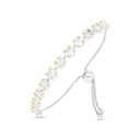 Sterling Silver 925 Bracelet Rhodium And Gold Plated Embedded With White CZ