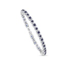 Sterling Silver 925 Bracelet Rhodium Plated Embedded With Sapphire Corundum And White CZ