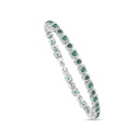 Sterling Silver 925 Bracelet Rhodium Plated Embedded With Emerald Zircon And White CZ