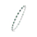 Sterling Silver 925 Bracelet Rhodium Plated Embedded With Emerald Zircon And White CZ