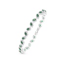 Sterling Silver 925 Bracelet Rhodium Plated Embedded With Emerald Zircon And White CZ