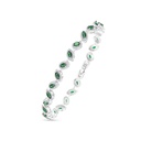 Sterling Silver 925 Bracelet Rhodium Plated Embedded With Emerald Zircon And White CZ