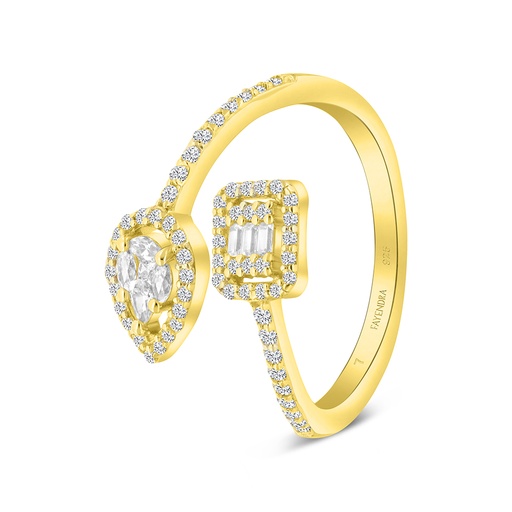 Sterling Silver 925 Ring Gold Plated Embedded With White CZ