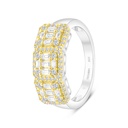 Sterling Silver 925 Ring Rhodium And Gold Plated Embedded With White CZ