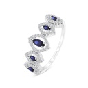 Sterling Silver 925 Ring Rhodium Plated Embedded With Sapphire CorundumAnd White CZ