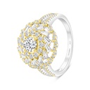 Sterling Silver 925 Ring Rhodium And Gold Plated Embedded With White CZ