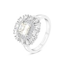 Sterling Silver 925 Ring Rhodium Plated Embedded With Yellow Zircon And White CZ