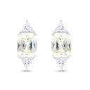 Sterling Silver 925 Earring Rhodium Plated Embedded With Yellow Zircon And White CZ