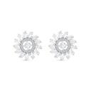 Sterling Silver 925 Earring Rhodium Plated Embedded With White CZ